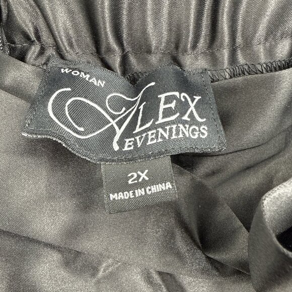 New Alex Evenings Women Black Tea Midi Length Dress Skirt Plus Size 2X Cocktail - Picture 4 of 7
